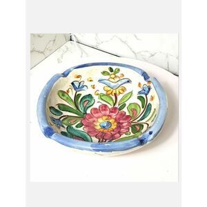 VINTAGE Majolica Italian Pottery Ashtray Bowl Folk Art Artisan